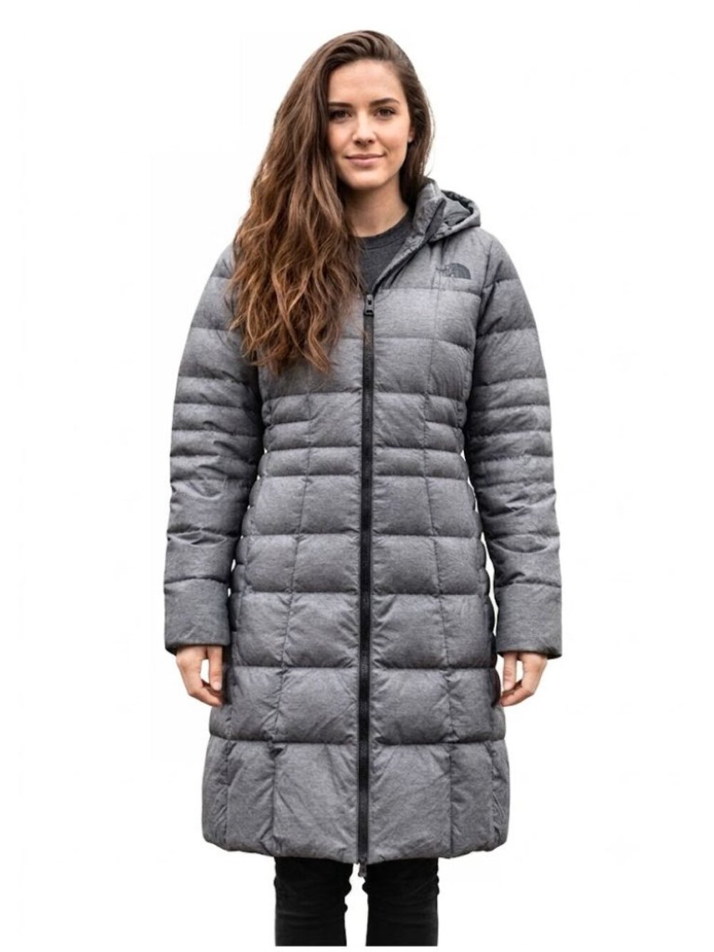 The North Face Metropolis Hooded Down Parka, Heathered Gray, Womens Size Medium